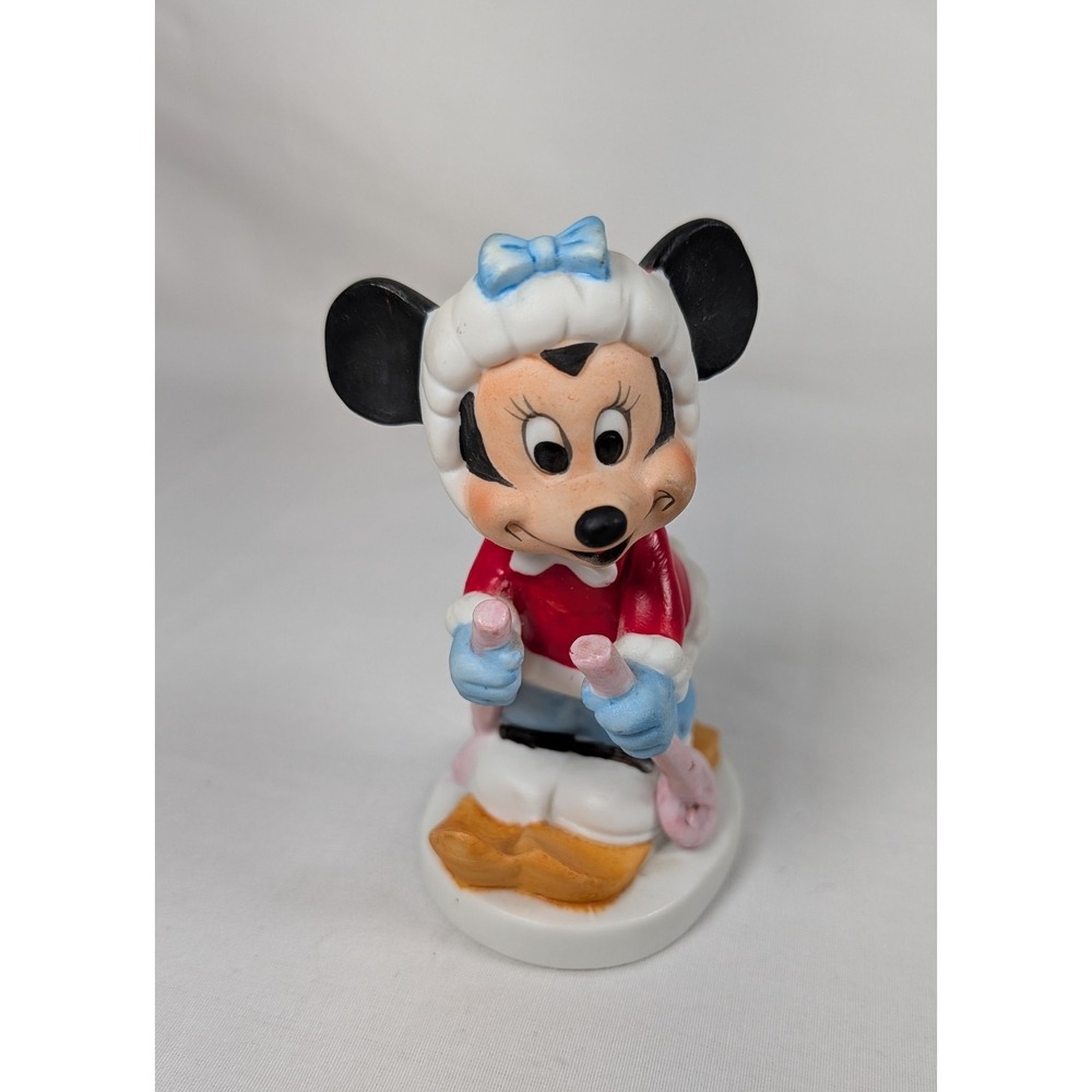 Vintage Walt Disney Productions Snow Skiing Minnie Mouse Porcelain figurine 4"
